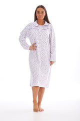 Long Sleeve Fleece Nightdress Cotton