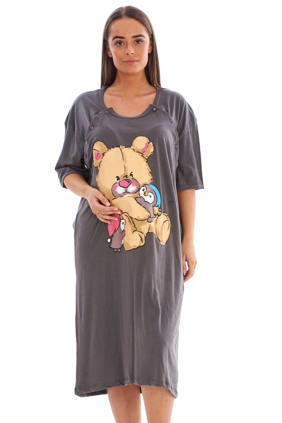 Maternity Nightie Button Up Cotton
