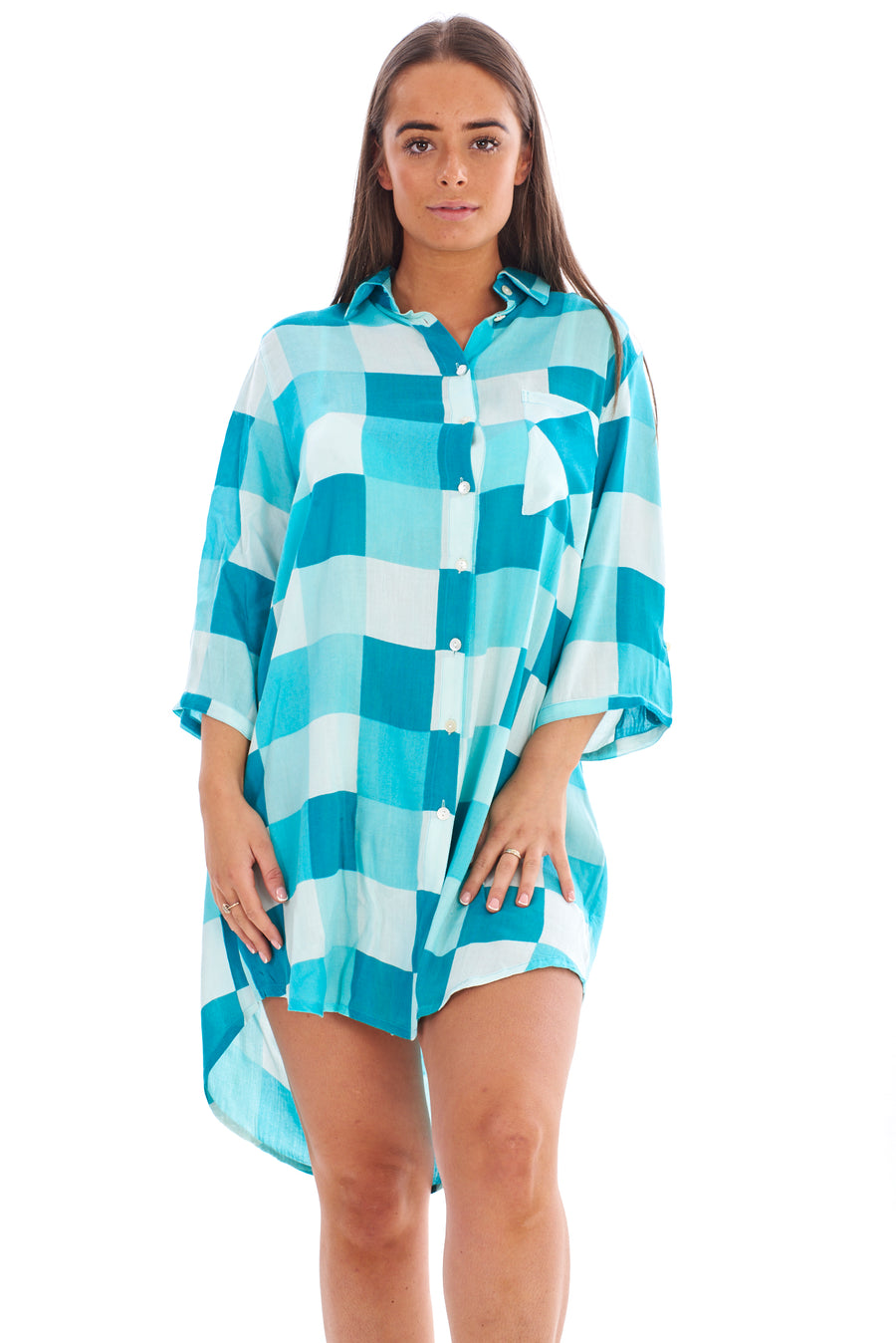 Women's Button Up Nightshirt Cotton