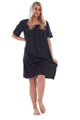 Ladies Pleated Short Sleeve Cotton Nightwear