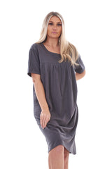 Ladies Pleated Short Sleeve Cotton Nightwear