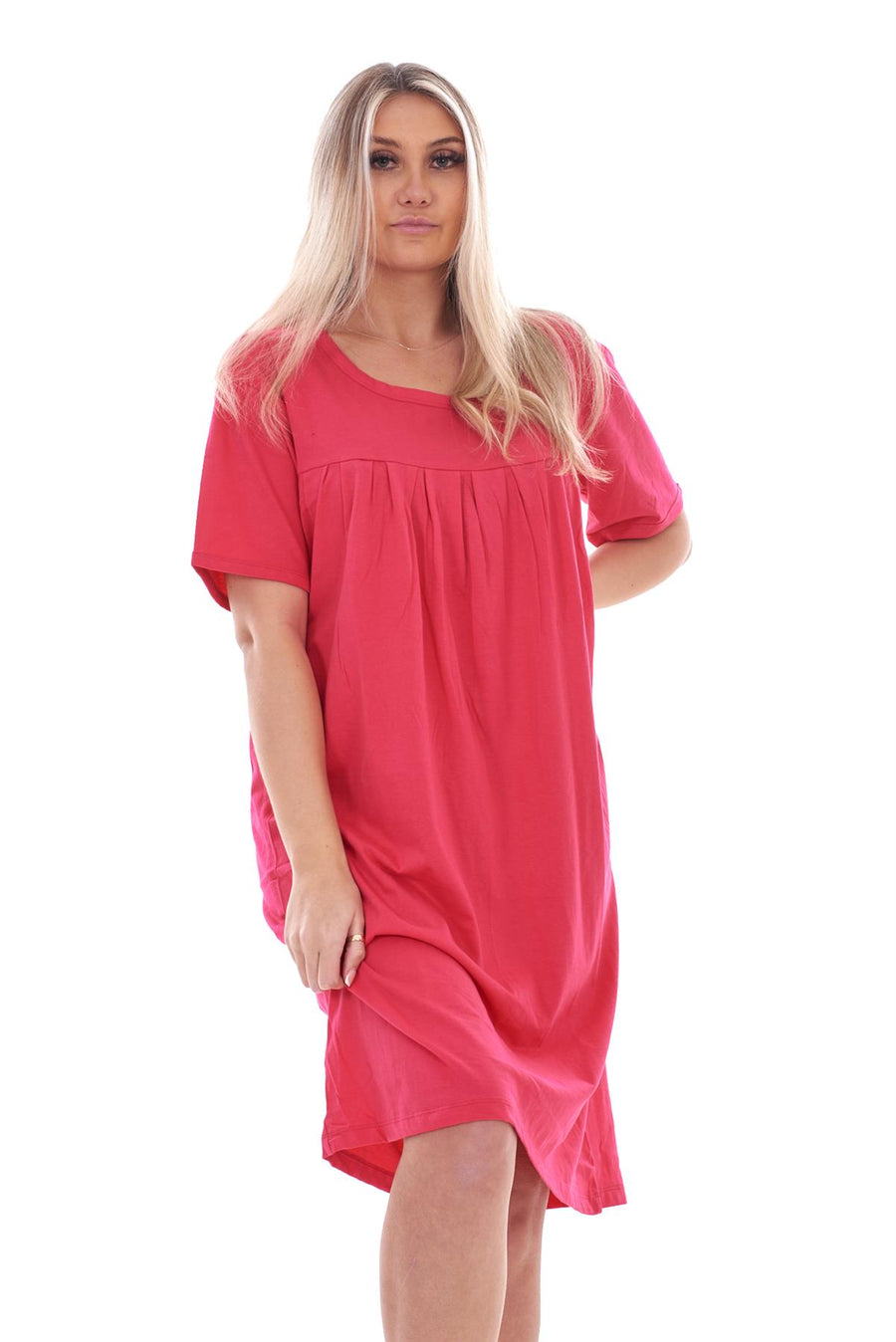 Ladies Pleated Short Sleeve Cotton Nightwear