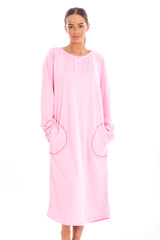 Long Sleeve Cotton Nightie Pockets