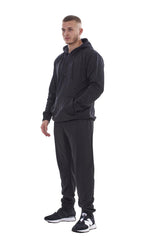 Mens Plain Tracksuit Half Zip Hooded Sweatshirt Jogger
