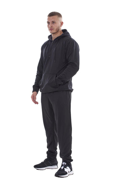 Mens Plain Tracksuit Half Zip Hooded Sweatshirt Jogger
