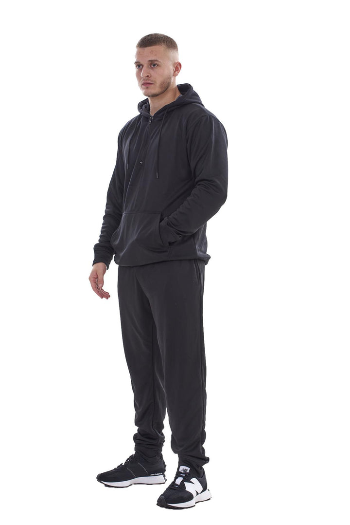 Mens Plain Tracksuit Half Zip Hooded Sweatshirt Jogger