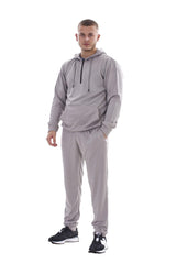 Mens Plain Tracksuit Half Zip Hooded Sweatshirt Jogger