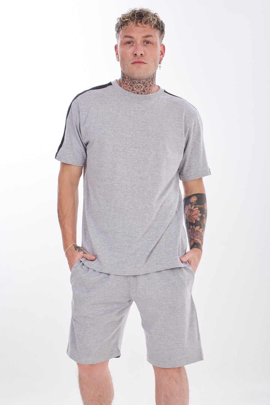 Mens Short Sleeve Pyjama Set T Shirt & Shorts Sleepwear Summer Nightwear