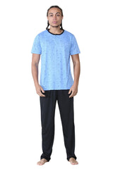 Mens Printed Henley Short Sleeve Pyjama Set