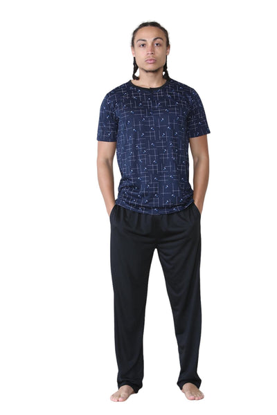Mens Printed Henley Short Sleeve Pyjama Set