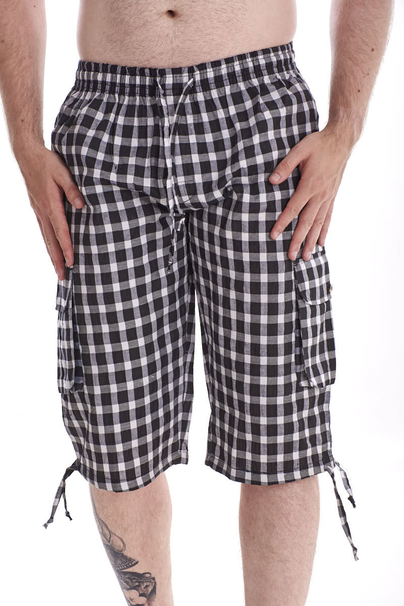 Men's Knee Length Cotton Shorts Check