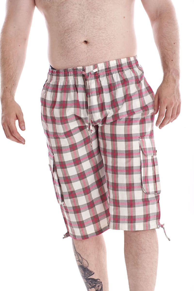 Men's Knee Length Cotton Shorts Check