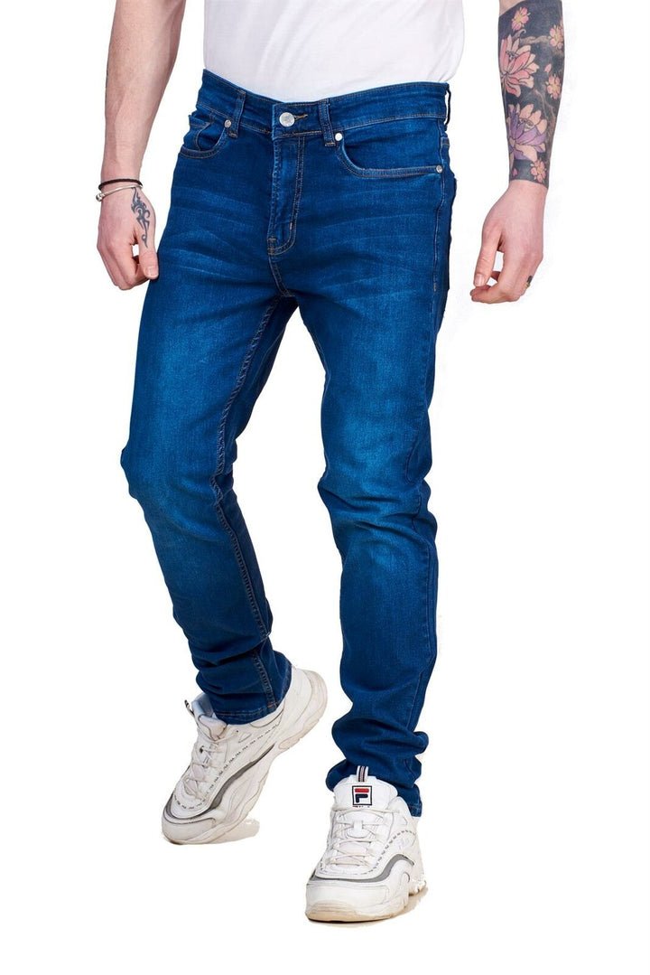 Mens Slim Fit Stretch Jeans Zip Fly