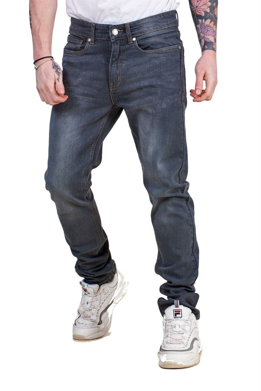 Mens Slim Fit Stretch Jeans Zip Fly