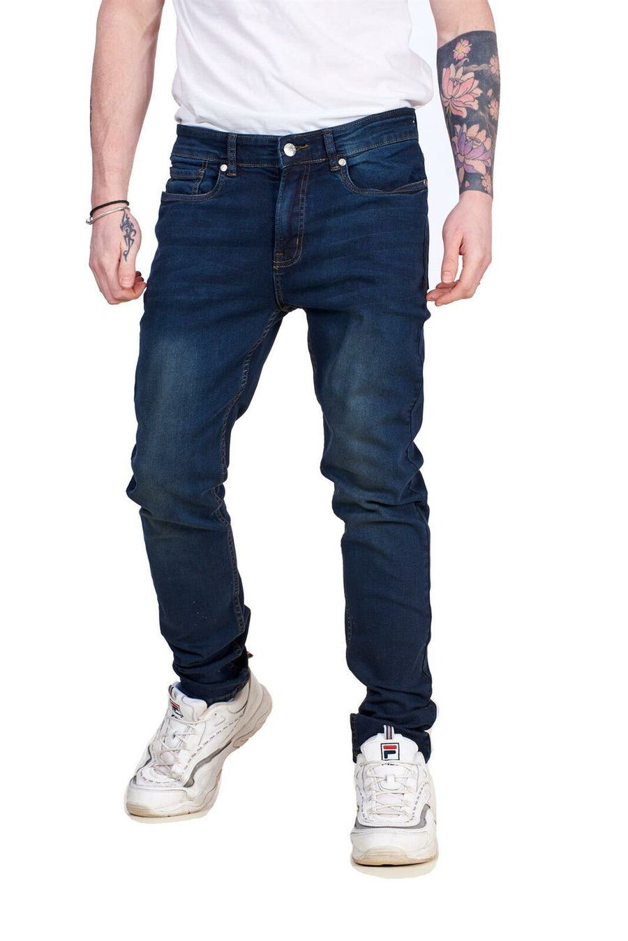 Mens Slim Fit Stretch Jeans Zip Fly