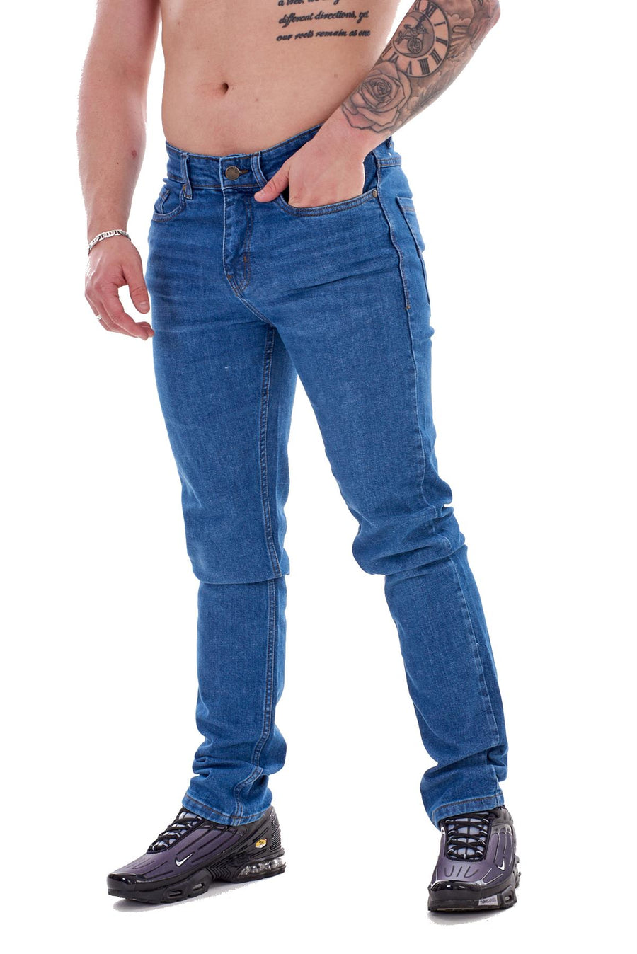 Mens Slim Fit Stretch Denim Jeans Skinny Straight Leg Trousers Pants New