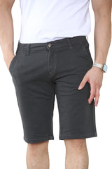 Men's Chino Shorts Knee Length Stretch Casual Summer Cotton Slim Fit Zip Fly