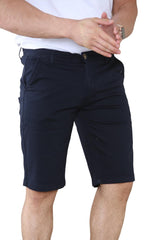 Men's Chino Shorts Knee Length Stretch Casual Summer Cotton Slim Fit Zip Fly