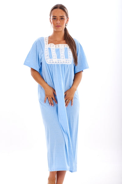 Short Sleeve Long Cotton Nightgown
