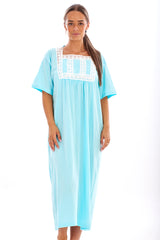 Short Sleeve Long Cotton Nightgown