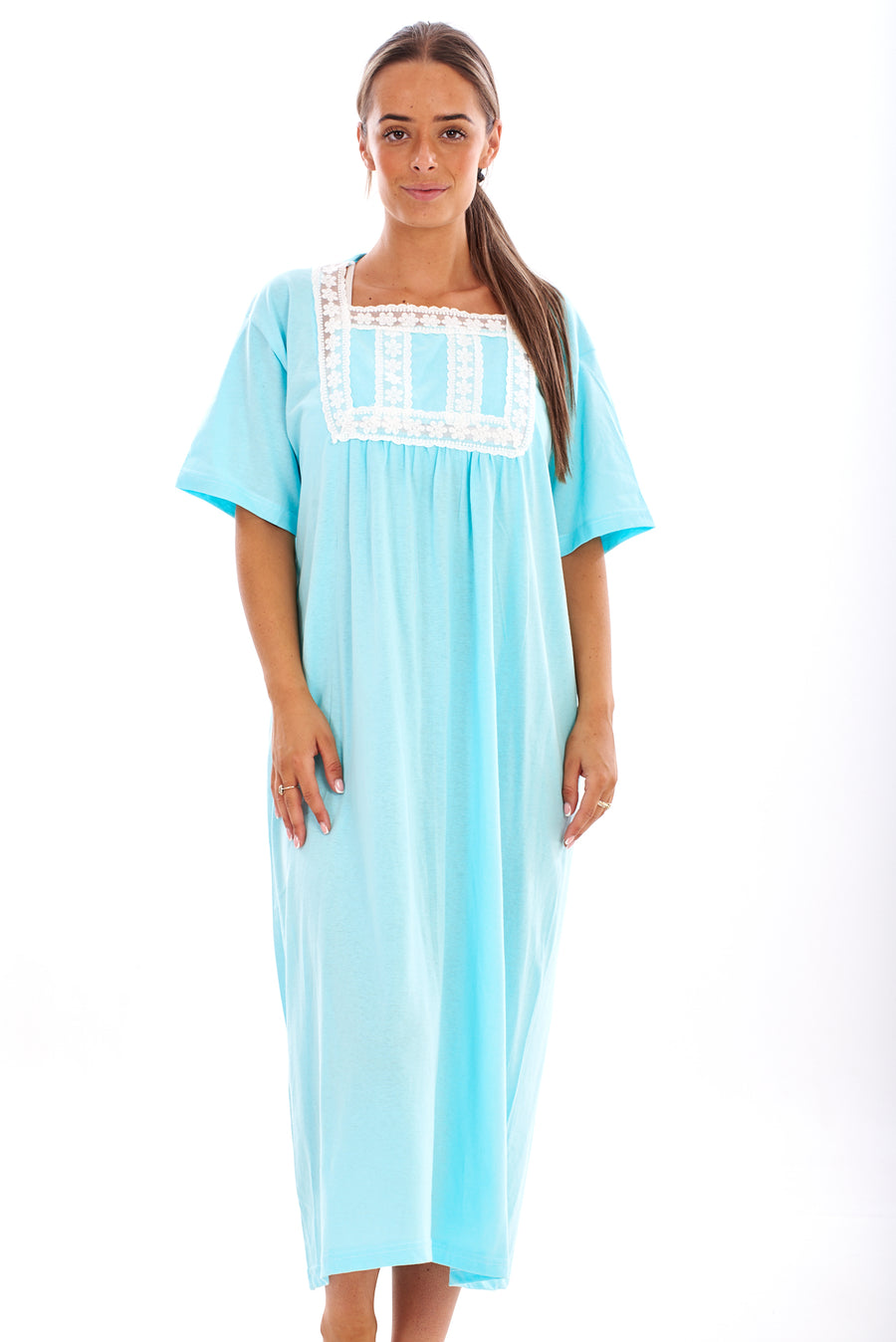 Short Sleeve Long Cotton Nightgown
