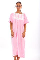 Short Sleeve Long Cotton Nightgown