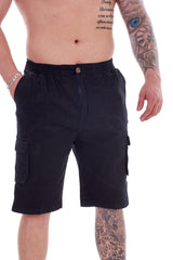 Mens Casual Elasticated Cotton Cargo Shorts