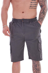 Mens Casual Elasticated Cotton Cargo Shorts