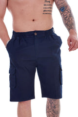 Mens Casual Elasticated Cotton Cargo Shorts