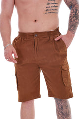Mens Casual Elasticated Cotton Cargo Shorts