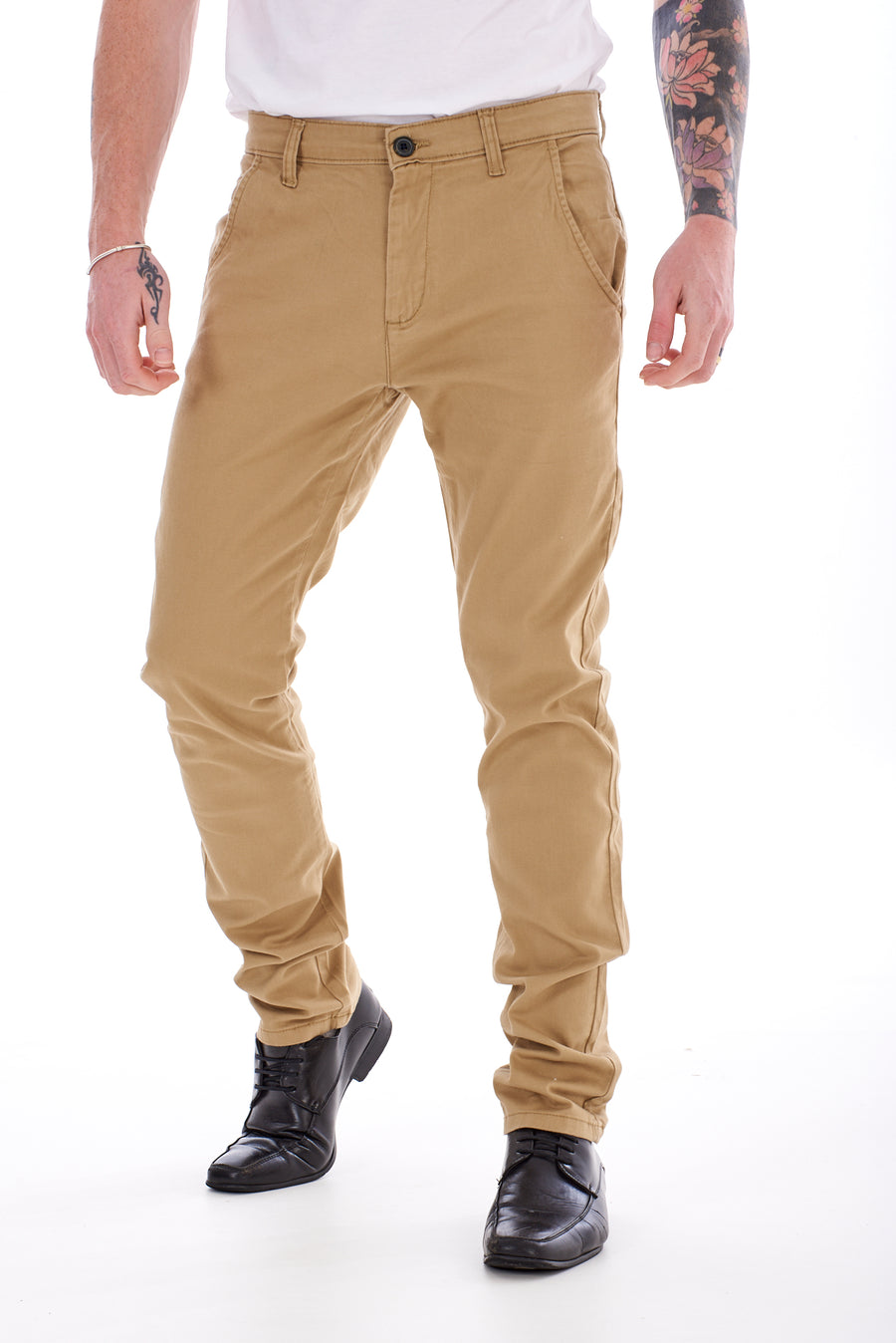 Mens Black Slim Fit Chino Trousers Stretch Cotton Smart Casual Work Pants 30–40 Waist
