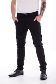 Mens Black Slim Fit Chino Trousers Stretch Cotton Smart Casual Work Pants 30–40 Waist