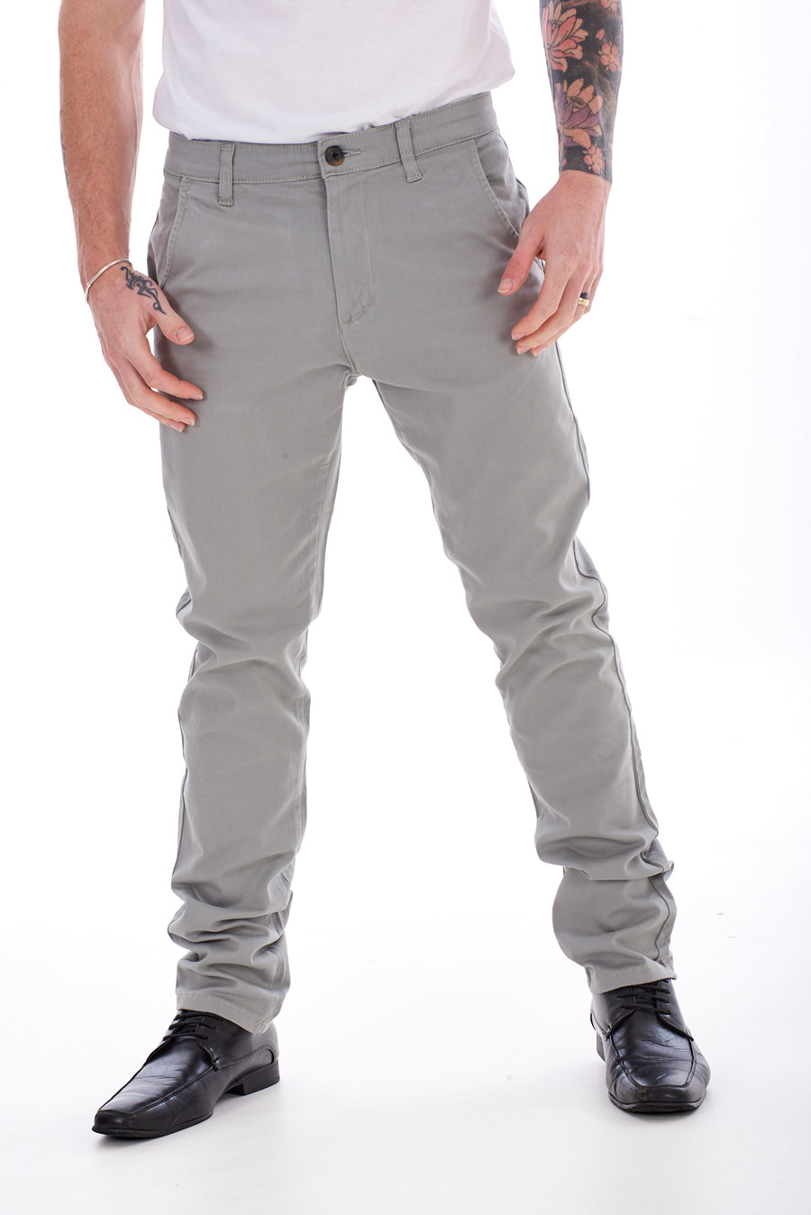 Mens Black Slim Fit Chino Trousers Stretch Cotton Smart Casual Work Pants 30–40 Waist