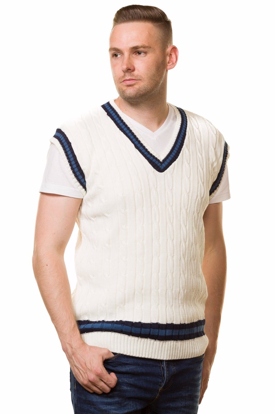 Mens Cable Knit Cricket Jumpers
