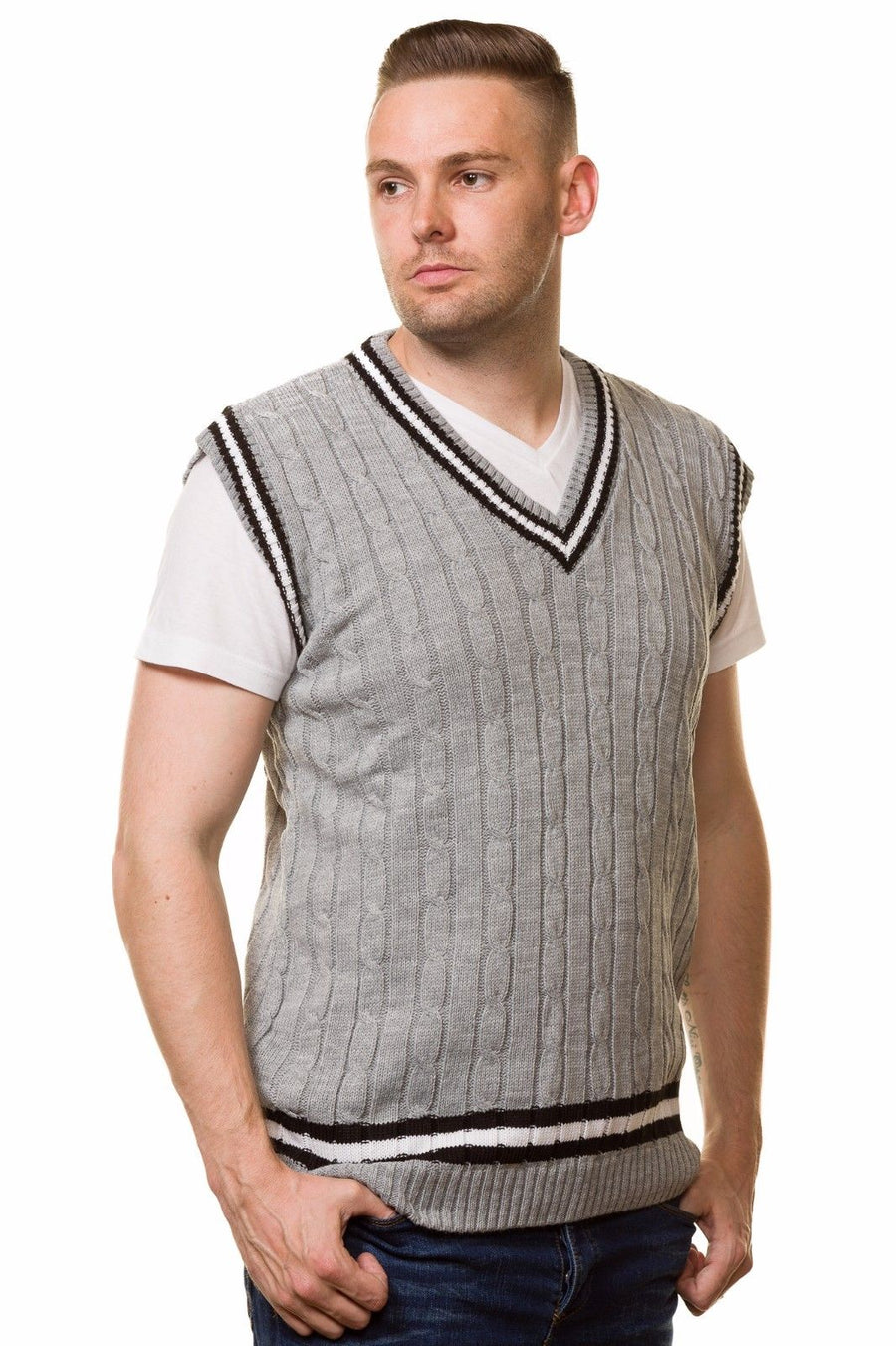 Mens Cable Knit Cricket Jumpers