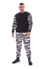 Mens Camouflage Tracksuit Fleece Hooded Sweatshirt Joggers