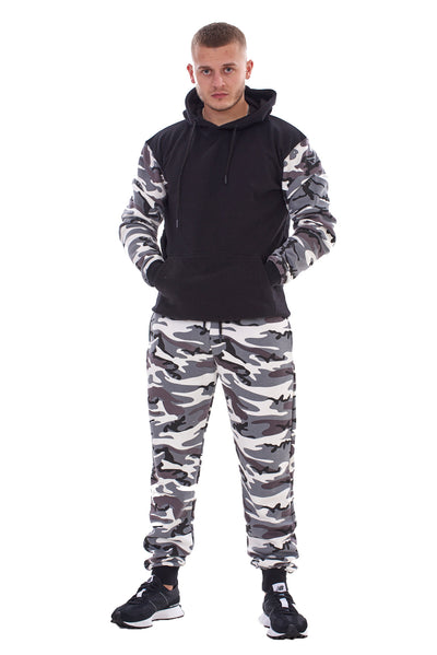 Mens Camouflage Tracksuit Fleece Hooded Sweatshirt Joggers