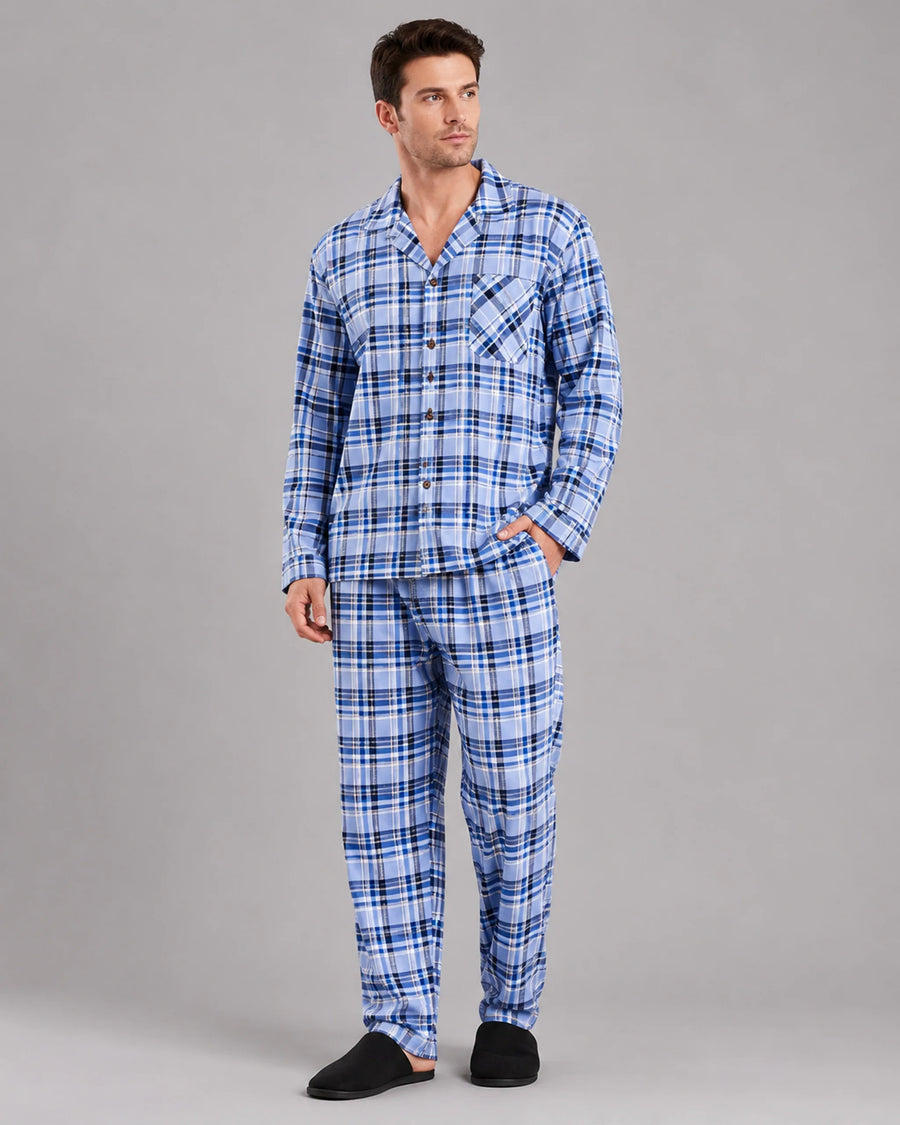 Men’s Cotton Blend Checked Pyjama Set
