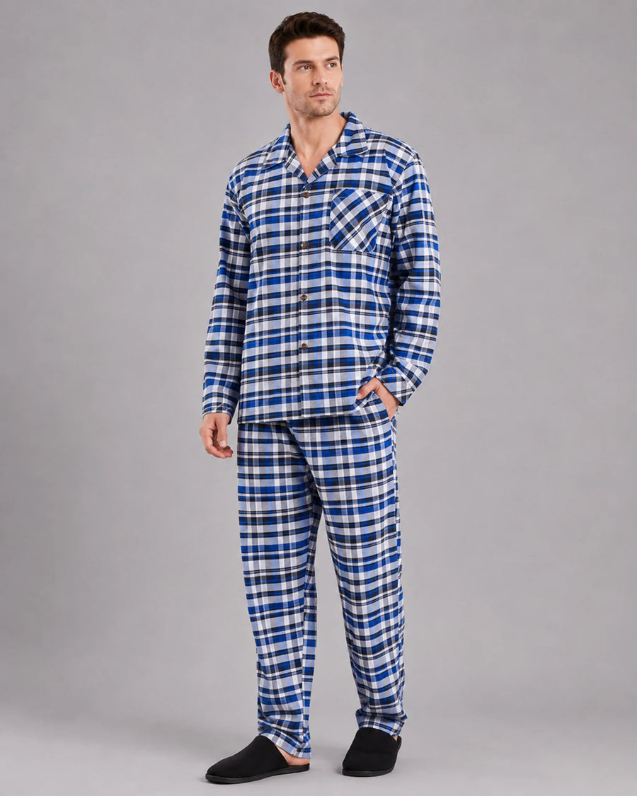 Men’s Cotton Blend Checked Pyjama Set