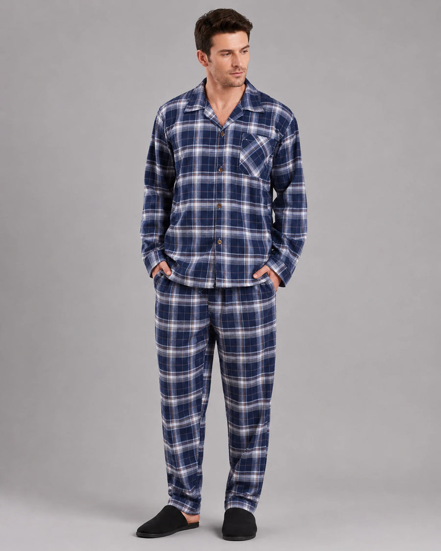 Men’s Cotton Blend Checked Pyjama Set