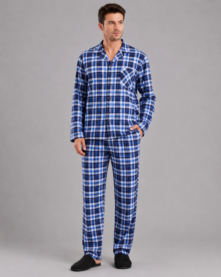 Men’s Cotton Blend Checked Pyjama Set