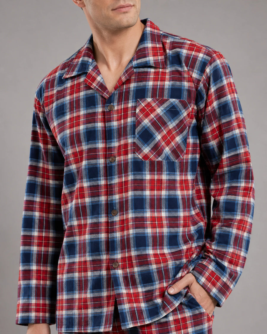 Men’s Cotton Blend Checked Pyjama Set