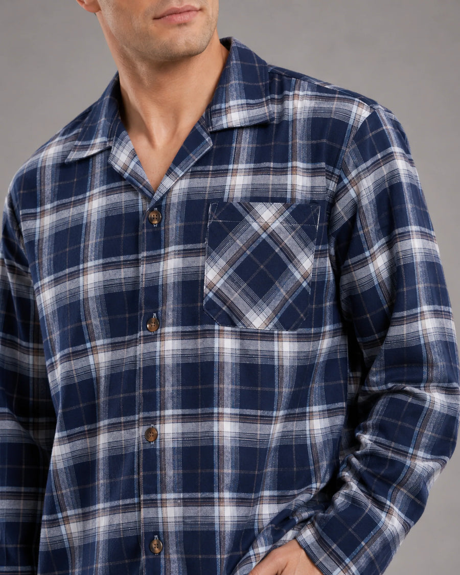 Men’s Cotton Blend Checked Pyjama Set