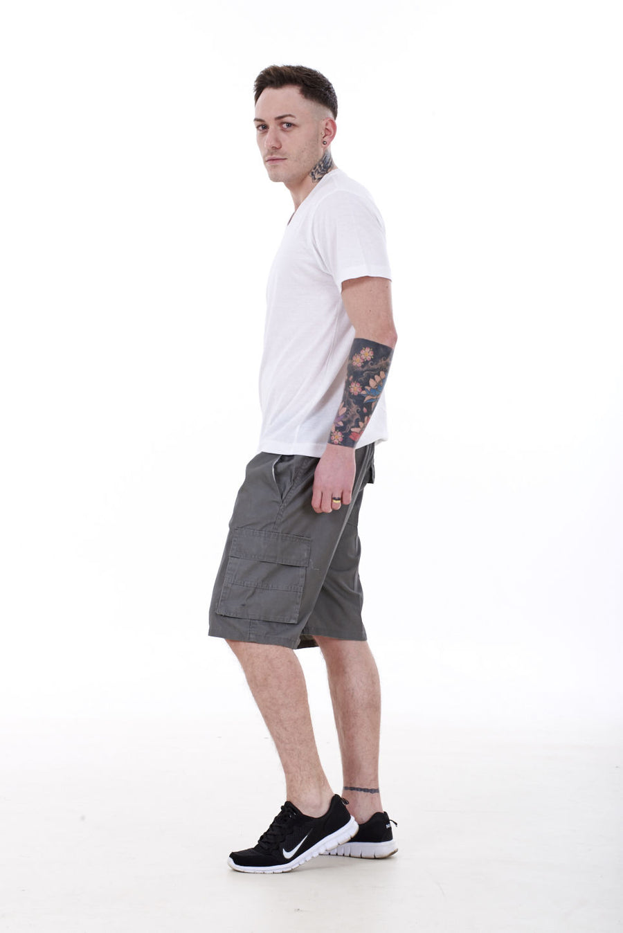 Mens Classic Cargo Shorts Elasticated Pockets