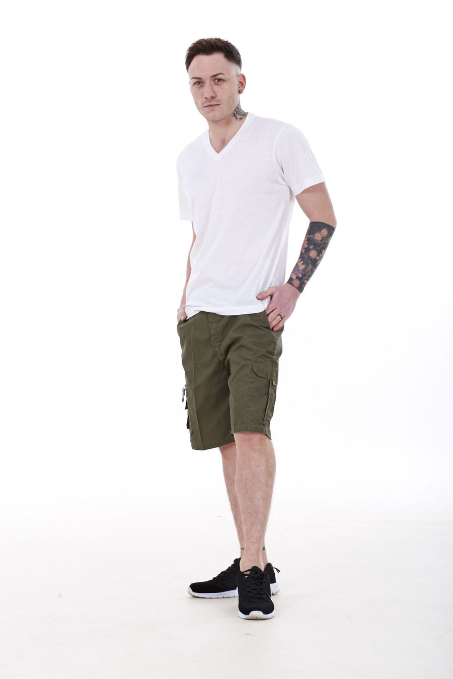 Mens Classic Cargo Shorts Elasticated Pockets