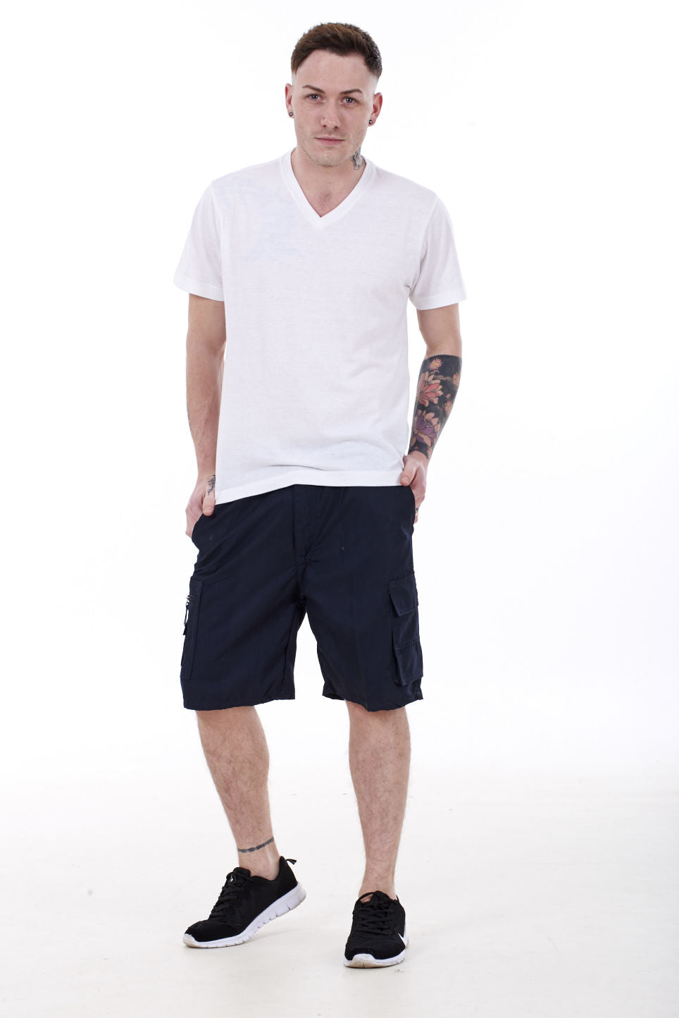 Mens Classic Cargo Shorts Elasticated Pockets