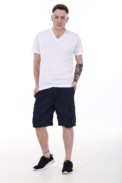 Mens Classic Cargo Shorts Elasticated Pockets