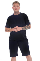 Mens Short Sleeve Pyjama Set T Shirt & Shorts Sleepwear Summer Nightwear