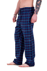 Mens Pyjama Bottoms Cotton Check Lounge Pants Elastic Waist Sleepwear