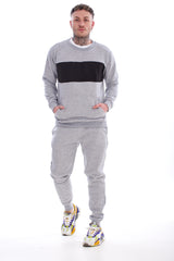 Mens Tracksuit Set Jumper and Joggers Two Piece Outfit Gym Fitness Casual Wear